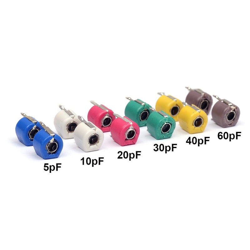 Cylewet 12Pcs Trimmer Variable Capacitance Ceramic 6mm Capacitor Kit 5PF 10PF 20PF 30PF 40PF 60PF for Arduino (Pack of 12) CYT1018 - Image 2